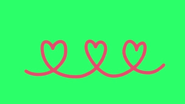 Animation pink hearts shape for Valentine's day on green background. - Filmati, video
