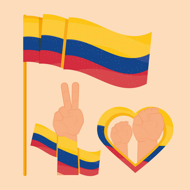 colombia protest icons - Διάνυσμα, εικόνα