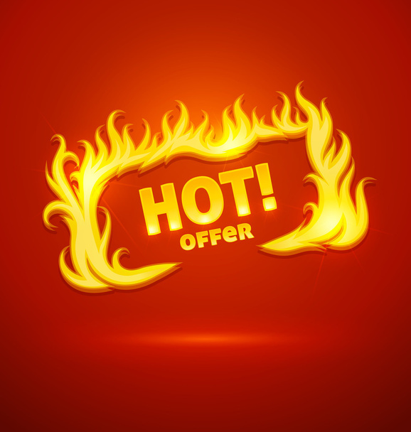 подписать горячее предложение с пламенем - Вектор,изображение