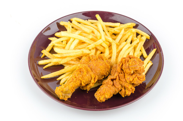French fries and fried chicken - Photo, Image