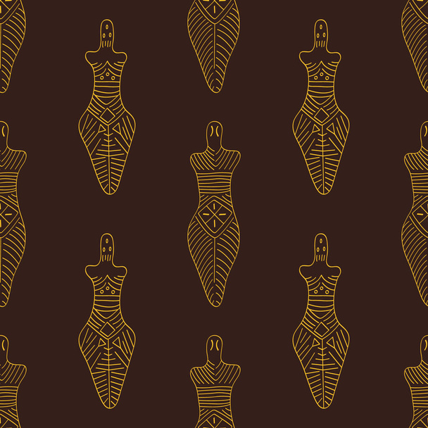 Nahtloses Muster mit antiken rituellen anthropomorphen Symbolen aus der CucuteniTrypillia-Kultur für Ihr Projekt - Vektor, Bild