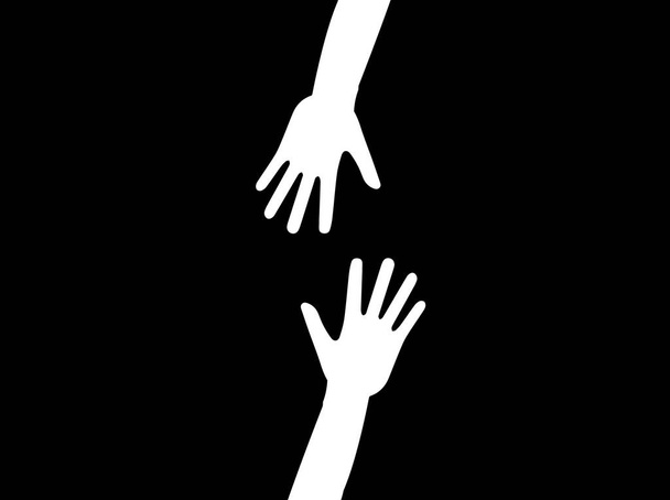 Dos manos buscando algo en Fondo Oscuro - Vector, imagen