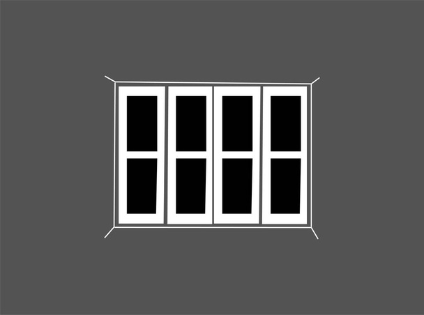Concepto de panel de ventana cerrado sobre fondo gris - ilustración vectorial arte - Vector, Imagen