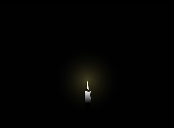 Világos izzó gyertya lassan terjeszti fényerejét a sötétben - vektor illusztráció - Vektor, kép