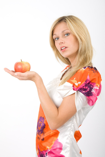 Mit Junge Frau einem Apfel в руці дер - Фото, зображення
