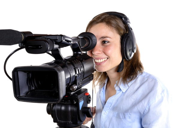 junge Frau mit Videokamera - Foto, Bild
