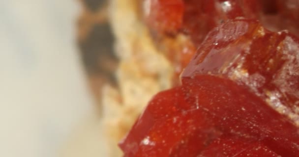 reddish vanadite crystals on bedrock - Footage, Video