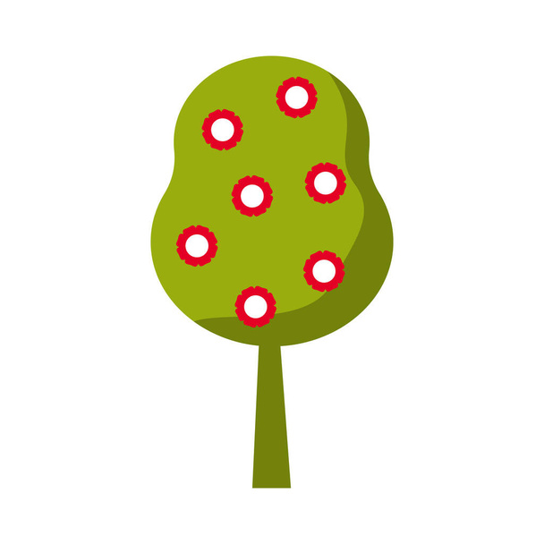 Virágzó fa. Vektor lapos illusztráció, kertészeti koncepció - Vektor, kép