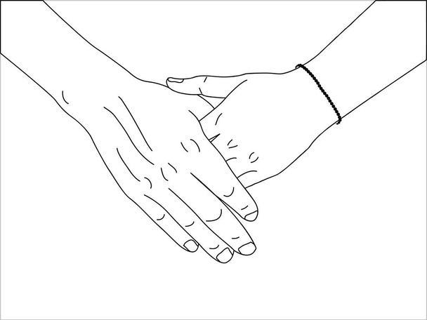 Holding hands of Wedding couple - vector illustration - Vector, Image