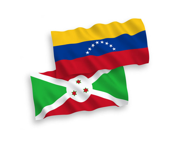 Národní vektorové vlnové vlajky Venezuely a Burundi izolované na bílém pozadí. 1 až 2 podíl. - Vektor, obrázek