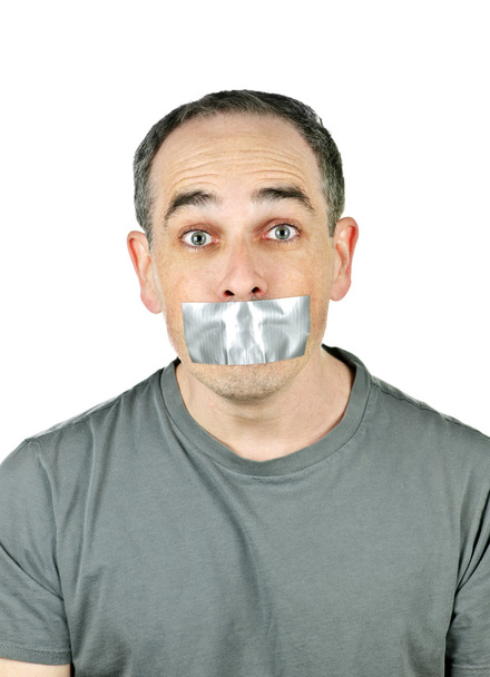 Man with duct tape on mouth - Photo, Image