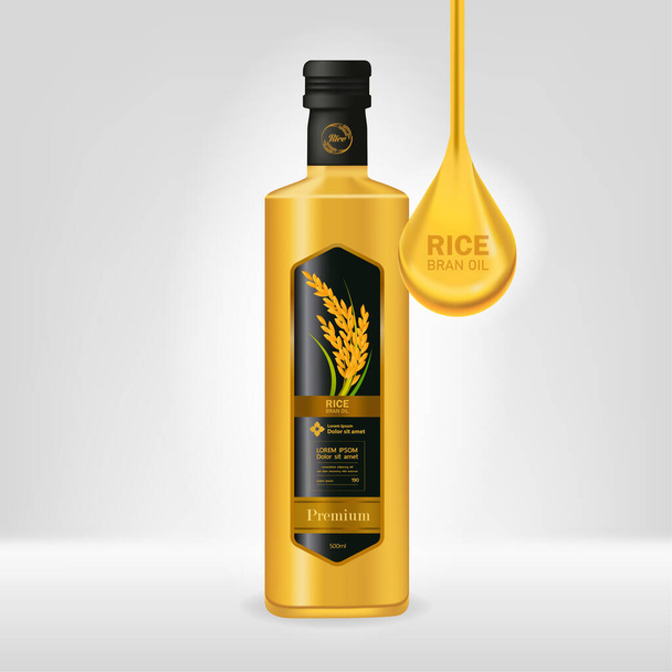 Преміум Рисова олія Макет продукту Векторні ілюстрації
 - Вектор, зображення