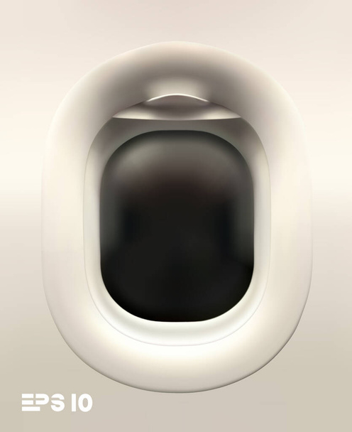 Vector on white background plane illuminator. Vector 3d realistic plane window. Travel tourism background. EPS 10 - Vektör, Görsel