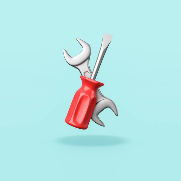 Hand Tools on Blue Background, Fix Concept - Photo, image