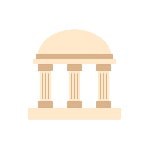 Rakennus pylväineen. Pankin ikoni. Yliopiston värikäs symboli. Muinaisen kreikkalaisen kulttuurin merkki. Kreikan arkkitehtuuri. Vektori eristetty valkoisella - Vektori, kuva