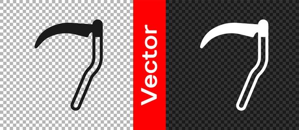 Black Scythe icon isolated on transparent background. Happy Halloween party.  Vector. - Vector, Image