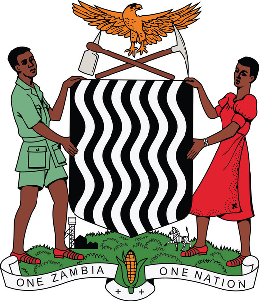 Επίσημο τρέχον διανυσματικό οικόσημο της Δημοκρατίας της Ζάμπια - Διάνυσμα, εικόνα