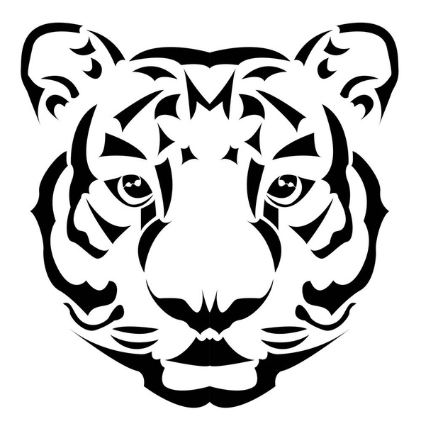 Tigre está en el arte de la sombra, tatuaje, sierra de desplazamiento o patrón de Intarsia - Vector, Imagen