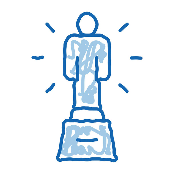Estatuilla de talento humano bosquejo icono vector. Señal de arte dibujada a mano de garabato azul. ilustración de símbolo aislado - Vector, Imagen