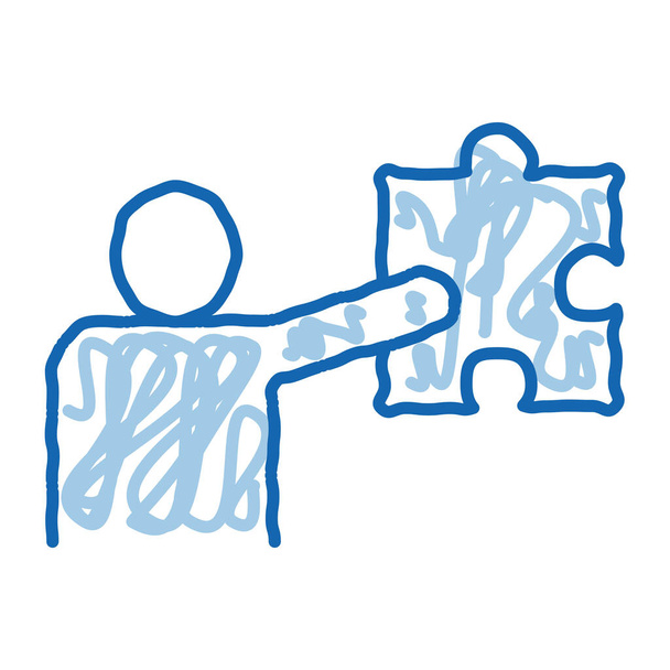 Hombre Meta Talento humano bosquejo icono vector. Señal de arte dibujada a mano de garabato azul. ilustración de símbolo aislado - Vector, Imagen