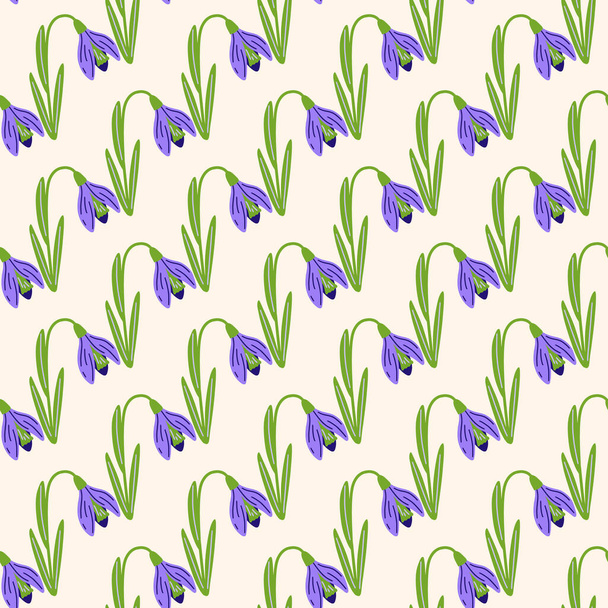 nevadas de color púrpura patrón natural sin costuras en estilo garabato. Fondo de flores aisladas. Ilustración vectorial para estampados textiles de temporada, tela, pancartas, fondos de pantalla y fondos de pantalla. - Vector, imagen