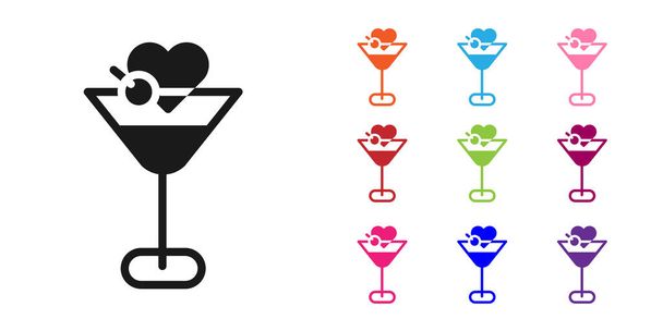 Musta martini lasi kuvake eristetty valkoisella pohjalla. Cocktail-ikoni. Viinilasin ikoni. Aseta kuvakkeet värikäs. Vektori. - Vektori, kuva