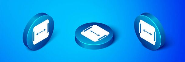 Isometric Area measurement icon isolated on blue background. Blue circle button. Vector. - Vector, Image