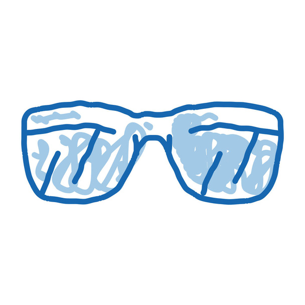 Szkic okularów słonecznych wektor ikony. Ręcznie rysowane niebieskie doodle line sztuki Okulary przeciwsłoneczne znak. odosobniony symbol ilustracji - Wektor, obraz