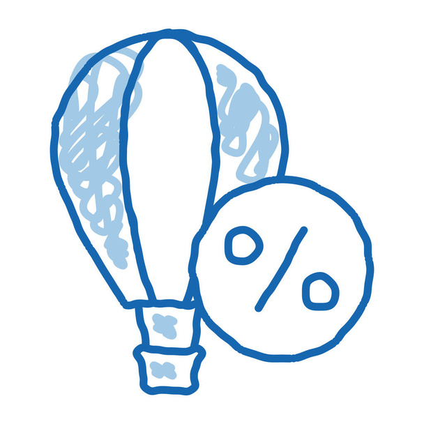 Travel Air Balloon sketch icon vector (em inglês). Mão desenhado azul doodle linha arte Travel Air Balloon sinal. ilustração de símbolo isolado - Vetor, Imagem