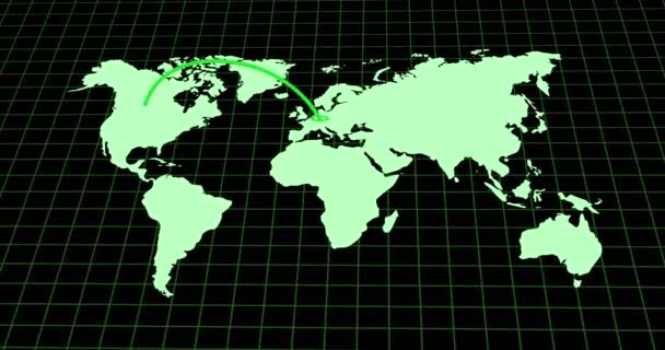 4K animatie van reisopties van Europa naar andere continenten. Reis van Europa naar Amerika, Afrika en Australië in een korte video. - Video