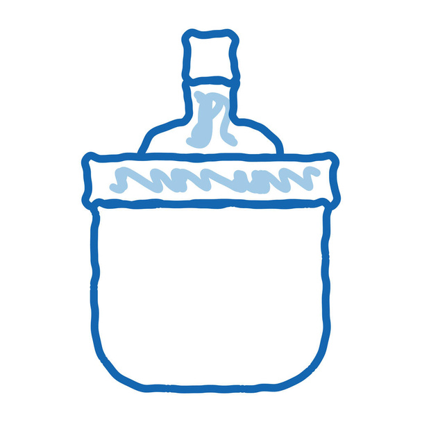 Idd meg a Hűtővödör vázlatos ikonvektorát. Kézzel rajzolt kék firka vonal művészet Igyál palack hűsítő vödör jel. izolált szimbólum illusztráció - Vektor, kép