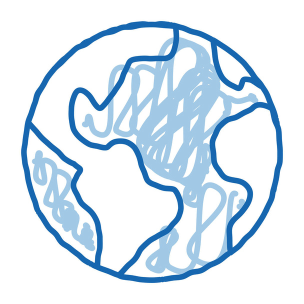 Вектор значков планеты Земля Глобус. Ручной рисунок синей линии рисунка Планета Земля Глобус знак. изолированная иллюстрация символов - Вектор,изображение