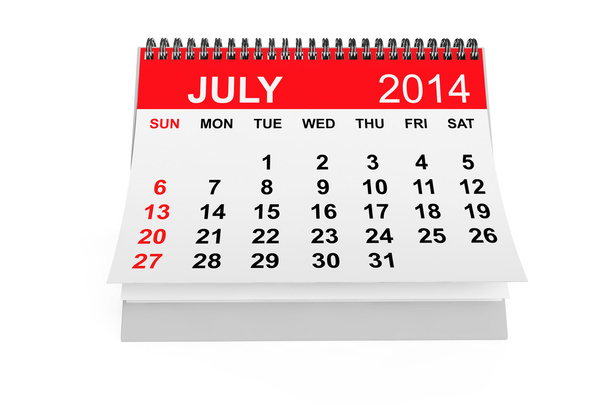 ημερολόγιο Ιουλίου 2014 - Φωτογραφία, εικόνα
