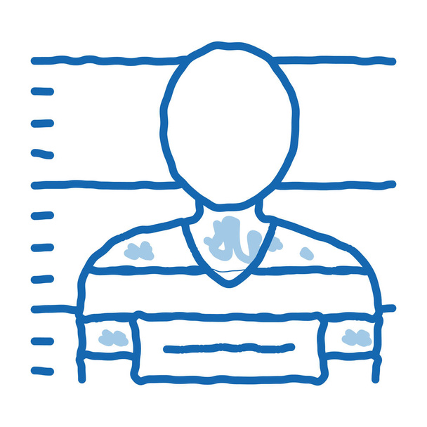 Criminal Bandit Photo sketch icon vector (em inglês). Mão desenhada azul doodle line art Criminal Bandit Foto sinal. ilustração de símbolo isolado - Vetor, Imagem