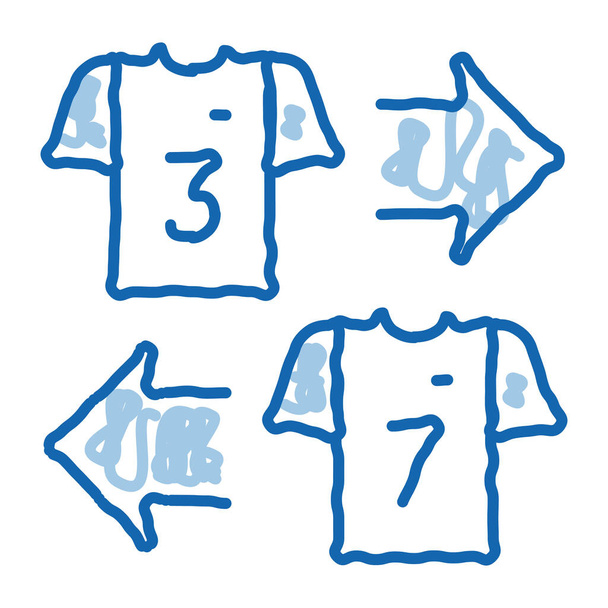Teams T-shirt Exchange sketch icon vector. Hand drawn blue doodle line art Teams T-shirt Exchange sign. isolated symbol illustration - Vector, Image