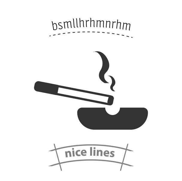 сигарета на иконе пепельницы. икона сигарет. символ курения на сером фоне - Вектор,изображение