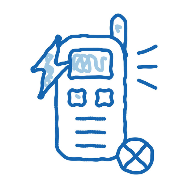 Kırık Telefon taslak ikon vektörü. El çizimi mavi karalama çizgisi Kırık Telefon işareti. izole edilmiş sembol çizimi - Vektör, Görsel
