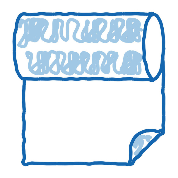 Tela Roll bosquejo vector icono. Señal de rollo de tela de arte de línea de garabato azul dibujado a mano. ilustración de símbolo aislado - Vector, Imagen
