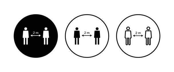 Набір піктограм соціальної відстані. значок соціального дистанціювання. знак самокарантину
 - Вектор, зображення