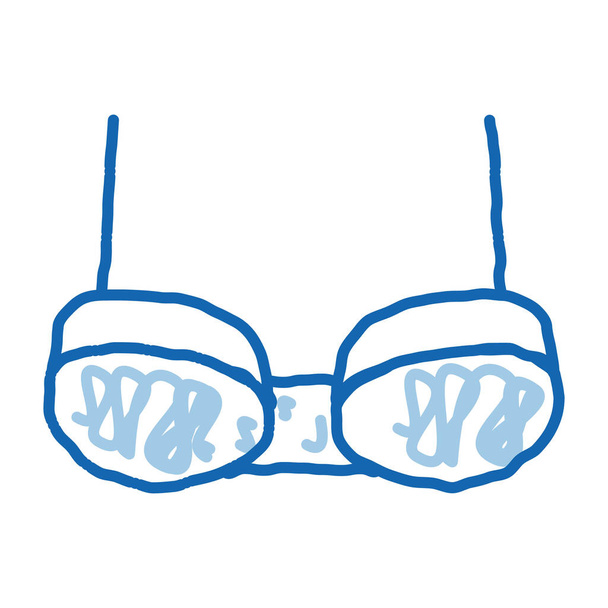 Vektor ikony podprsenky Balconette. Ručně kreslené modré čáry umění Balconette Podprsenka znamení. izolovaný symbol ilustrace - Vektor, obrázek