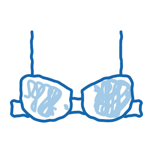 Gewatteerde Brassiere schets icoon vector. Handgetekende blauwe doodle lijn kunst Gewatteerde Brassiere teken. geïsoleerde symbool illustratie - Vector, afbeelding