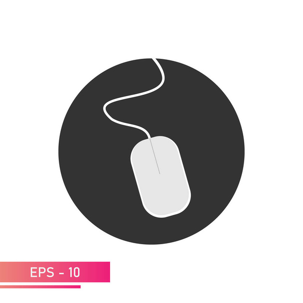 Mouse, icon in a black circle with a wire. On a white background. Devices for the computer. Flat vector illustration. - ベクター画像