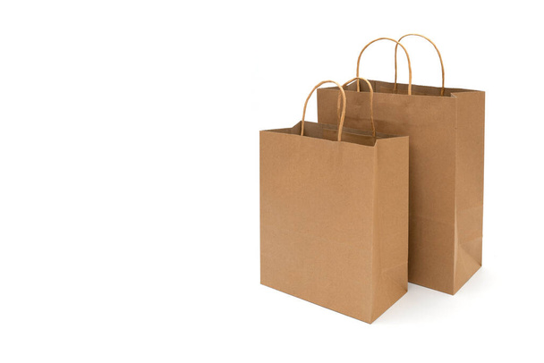 recycled paper shopping bags on white background - Photo, image
