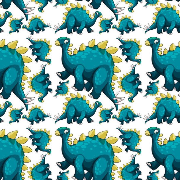 Seamless pattern with fantasy dinosaurs cartoon illustration - Vektör, Görsel