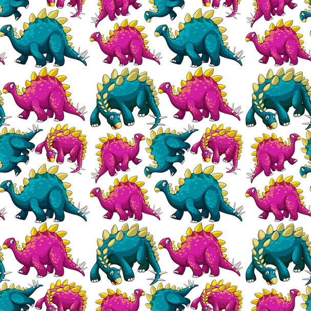 Seamless pattern with fantasy dinosaurs cartoon illustration - Vector, Imagen