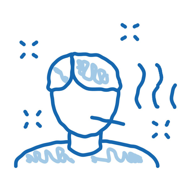 Homem da doença esboço ícone vetor. Mão desenhado azul doodle line arte Doença Man signo isométrico. ilustração de símbolo isolado - Vetor, Imagem
