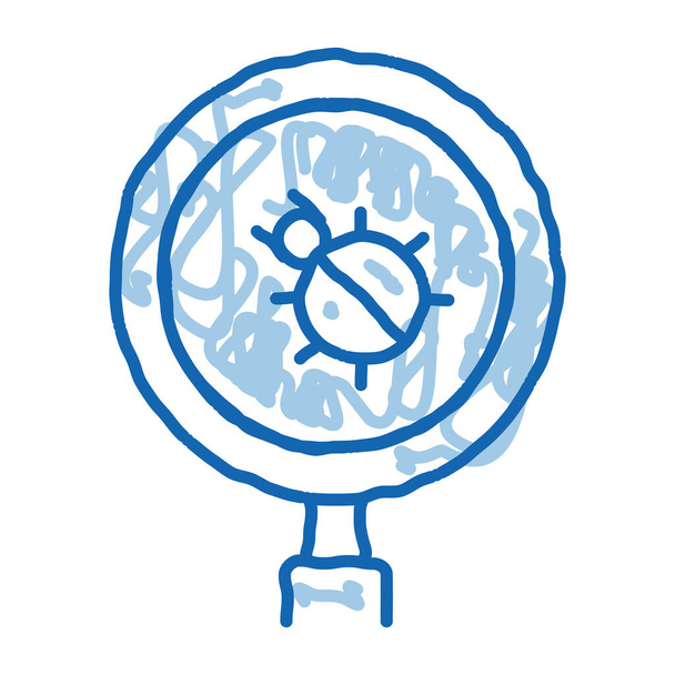 Bug Magnifier croquis icône vecteur. Dessiné à la main bleu doodle ligne art Bug Magnifier signe isométrique. illustration de symbole isolé - Vecteur, image