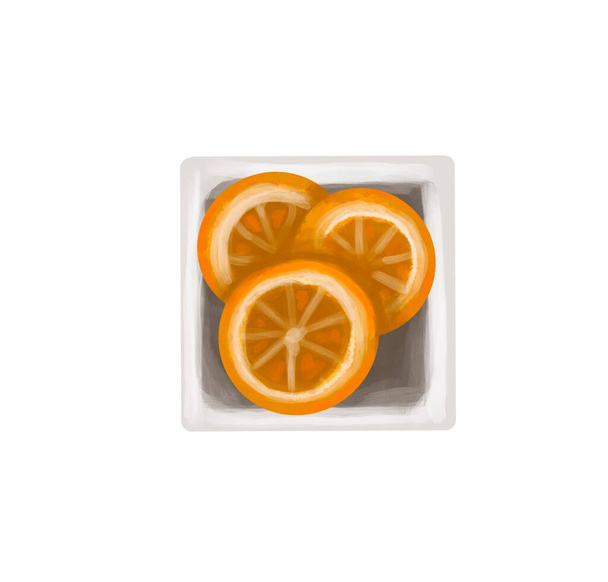 Aquarelle de coupe orange peinte isolée sur fond blanc - Photo, image
