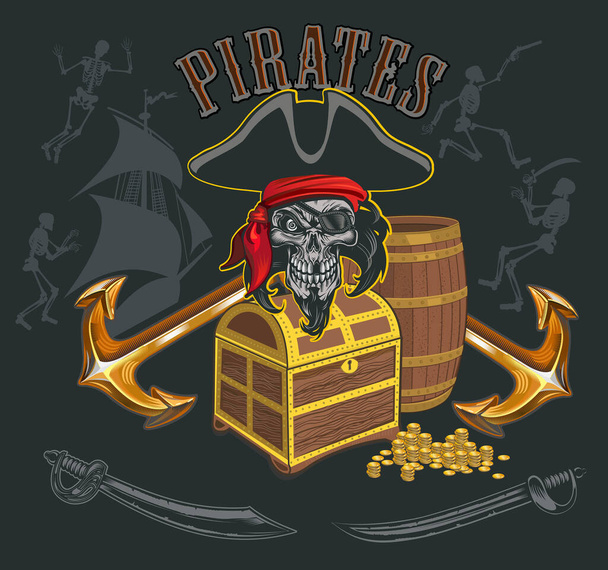 Jolly Roger Pirate czaszka - Wektor, obraz