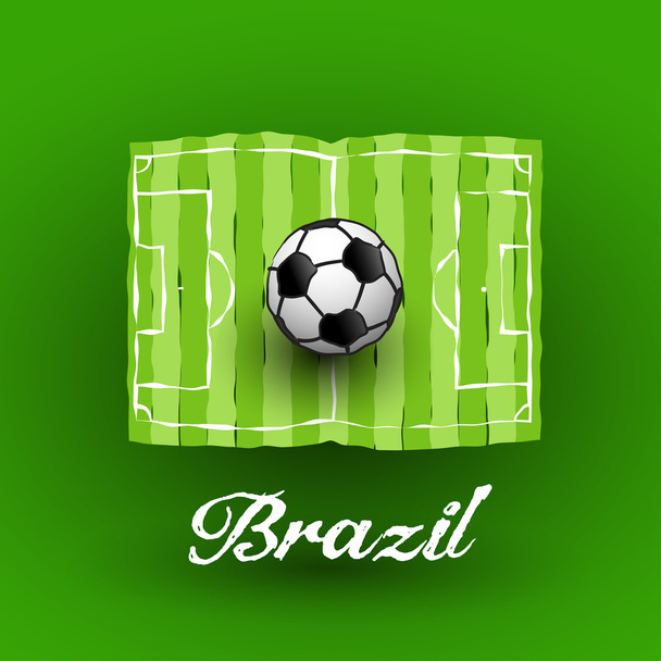 Fußball Hintergrund und brasilianische Flagge - Vektor, Bild